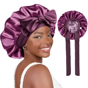 YANIBEST Satin Bonnet Silk Bonnet for Sleeping Double Layer Adjustable Hair Bonnet for Women Men for Curly Natural Hair with Tie Band