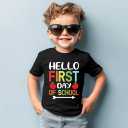 First Day of School Shirts for Boys Girls Kids, Back to School Shirt for Toddler, Happy First Day of School Funny Tee (Yellow)
