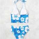 Floerns Women's Two Piece Tankini Swimsuit Floral Halter Top Beach Bathing Suit (M)