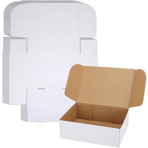WIFTREY 12x9x4 Inches Shipping Boxes White Set of 25, 12 x 9 x 4 Corrugated Cardboard Box for Packaging Small Business, Moving, Literature Mailer
