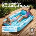 SLOOSH Inflatable Tanning Pool Lounger Float, 85" x 57" Extra Large Pool Floats Adult with Pillow, 4 in 1 Suntan Tub Raft Floatie,Sunbathing Bed Lounge for Water Blow Up Ball Pit Party Gifts, XL-Blue