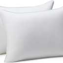 Amazon Basics Down Alternative Bed Pillows for Back and Side Sleepers, Medium Density, 20" x 20", White, 2-Pack