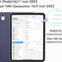 iMieet Case for iPad (A16)/iPad 10th Generation [11-Inch 2025/10.9 Inch 2022], Trifold Stand Smart Cover with Pencil Holder and Soft TPU Back, Supports Touch ID(Dark Blue)