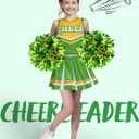 Spooktacular Creations Girl Cheerleader Costume, Halloween Cute Cheer Uniform Outfit with Accessories for Dress Up Parties (Small(5-7 yrs), Yellow Green)