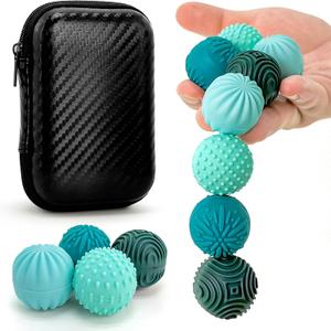 Fidget Toys Magnetic Stress Balls for Adults Teens- 8pcs Silicone Stress Relief Sensory Toy | Roller Finger Toy for Office Decoration, Gift | 4 Fun Textures Large Magnet with Organizer Box