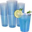 Homy Feel 12 Oz Blue Glitter Plastic Cups - 50PCS Disposable Cocktail & Wine Cups for Wedding Party