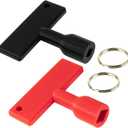 T-Handle Water Valve Key Set Compatible with Viega Manabloc & MiniBloc PEX Manifold  New & Old Style Diamond Stem Sizes  2 Pack (Red Large + Black Small) with Keyrings