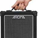 Aroma 10W Electric Guitar Amp, Small Practice Guitar Amplifier for Beginners, Headphone Jack, Bluetooth, Compact Design, Lightweight, Portable for Bedroom Practice and Small Gigs, AG-10S, Black