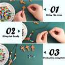 Kathfly DIY Wood Cross on Cord Pendant Necklace Sunday School Crafts for Kids Wood Cross Necklace with Colorful Beads Religious Party Favor for Vbs Church Easter Gifts