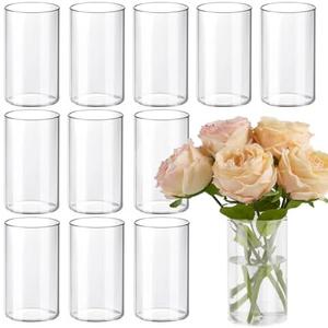 TBWIND 11pcs Glass Cylinder Vases for Centerpieces, 6 Inch Clear Flower Vases for Wedding Decorations and Indoor Home Decor, Hurricane Candle Holder for Table Shelf, Party
