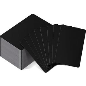 Patelai Blank Metal Business Cards Thickness 0.8 mm Metal Laser Engraving Cards for House Office Customer DIY Gift Plate Invitations, 86 x 54 Mm, Black(50 Pcs)