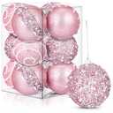 Liliful 12 Pcs Christmas Ball Ornaments Christmas Tree Decorations Shatterproof Foam Glitter Balls Hanging Xmas Tree Ornaments for Home New Year Holiday Indoor Outdoor Party Decor(Pink,3.54 Inch)