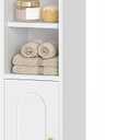 Bathroom Storage Cabinet, Corner Floor Cabinet with Doors and Adjustable Shelf, Narrow Toilet Paper Cabinets, Bathroom Organizer for Small Spaces, White BC19703X
