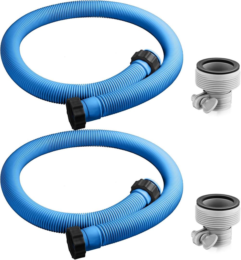 Jadive 2 Pcs Upgrade 1.5" x 59" Pool Hose for Above Ground Pools Pool Pump Replacement Kit Pump Filter Accessories with 2 Type B Hose Adapters(Blue)