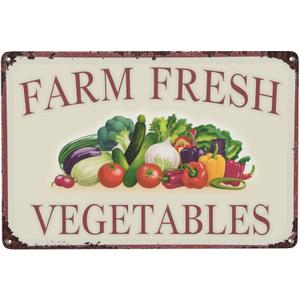 Farm Fresh Vegetables Shabby Decorative Metal Tin Sign 8x12 inch Indoor Wall Decor for Home, Garage, Bar, RV, Cabin and Farmhouse Display