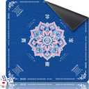GreenD Mahjong Mat for Table 31.5"x31.5" Rubber American Mahjong Mat with Rules, Non Slip Noise Reduction Game Table Cover with Dice for Mahjong, Poker, Board, Card, Tile Games (Blue)