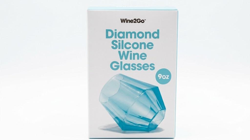 Wine2Go Diamond Silicone Wine Glasses 9oz Light Blue