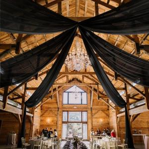 6 Panel Black Ceiling Drapes - 5ft x 40ft Wedding Arch Draping Fabric - Sheer Voile Chiffon Curtains - Decorations for Party, Ceremony, Stage