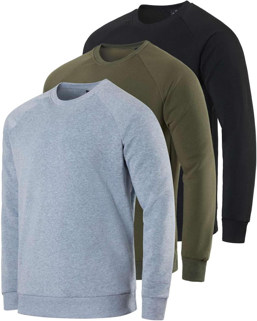 Real Essentials 3 Pack: Men's Soft Plush Fleece Crewneck Sweatshirt - Athletic Pullover Sweater (Big & Tall) (XX-Large)