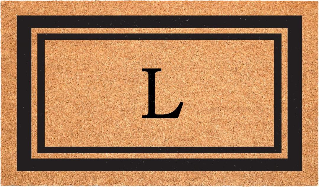 Calloway Mills 152961830L Black Border 18" x 30" Monogram Doormat, (Letter L)