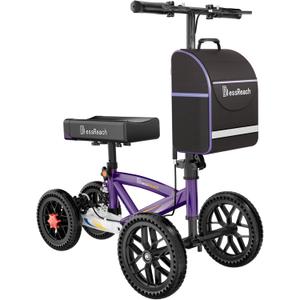 All Terrain Foldable Knee Scooter Walker, Disc Brake Knee Walker for Foot Injuries, Compact Crutches Alternative (Purple)