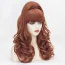Wiggy Mermaid Brown Beehive Wigs for Women, Auburn Vintage Bouffant Wig, Long Copper Curly Victorian Fembot Wig 50s 60s 70s for Women for Halloween Costume Party + Cap