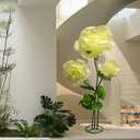 Giant Peony Artificial Flower 3PCS, Yellow Foldable Fake Flowers