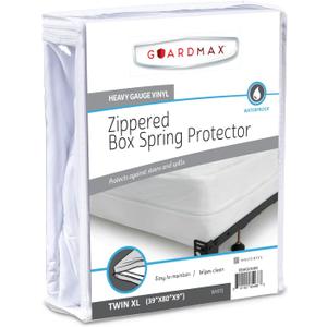 Guardmax Heavy Duty Vinyl Box Spring Cover - Twin XL Size Waterproof Breathable Zippered Box Spring Encasement - 6 Side Absorbent Boxspring Protects Against Bed Bugs, Dust Mites, Spills, and Stains.