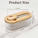 Butter Dish with Lid, Glass Butter Container for Countertop, Butter Keeper Holder with Wood Lid and Knife for East West Coast Butter Stick, Kitchen Counter Dcor (Stripe)