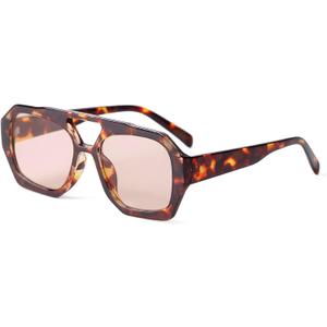 ADE WU Trendy Aviator Sunglasses for Women Men Retro Vintage Oversized 70s Thick Pilot Style Sun Glasses