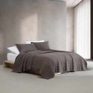 Calvin Klein - King Quilt, Melange Flannel Bedding, Super Soft and Cozy Home Decor (Melange Flannel Chocolate Brown, King)