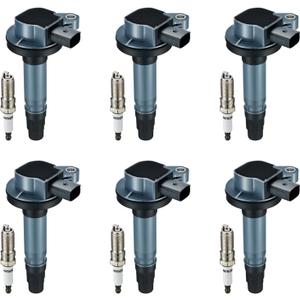 BDFHYK Ignition Coil Pack UF553 and Iridium Spark Plug SP589 Compatible with Ford F150 2015-2017 Ford Edge Flex Explorer 2011-2016 Lincoln MKS MKT MKX MKZ Ford Oem Coil Pack 3.5L Set of 6