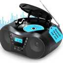 Greadio Boombox Portable CD Players for Home with Bluetooth, Boom Box CD Player FM Radio Combo, Stereo Sound, AC/Battery Powered, CD/CD-R/RW Compatible, Support AUX/USB/Headphone, Timer, Repeatable