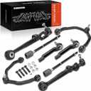 A-Premium Set of 8, Front Upper Lower Control Arm, Inner Outer Tie Rod End, Compatible with Ford Thunderbird 1989-1997, Mercury Cougar 1989-1997