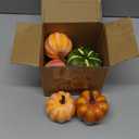 HAKACC 14 PCS Artificial Mixed Pumpkins for Decorating, Fake Pumpkins with 30PCS Fake Maple Leaves Thanksgiving Fall Harvest Decorations for Home, Fall Table Decor