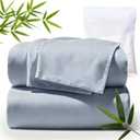 TWK Genuine 100% Viscose Derived from Natural Bamboo Bed Sheets Set,Cooling & Silky Soft Bed Sheets,Deep Pocket Up to 18",with a Laundry Bag (French Blue, King)