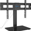 MOUNTUP Universal TV Stand, Table Top TV Stands for 37 to 65, 70, 75 Inch Flat Screen TVs, Height Adjustable, Tilt, Swivel TV Mount with Tempered Glass Base Hold up to 88lbs, Max VESA 600x400mm MU0031