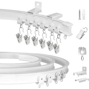 Bendable Ceiling Curtain Track Flexible Curved Curtain Tracks Wall Mount Room Divider RV Curtain Track Heavy Duty Curtain Rail System 14Ft Ceiling Track for Curtains Bay Window