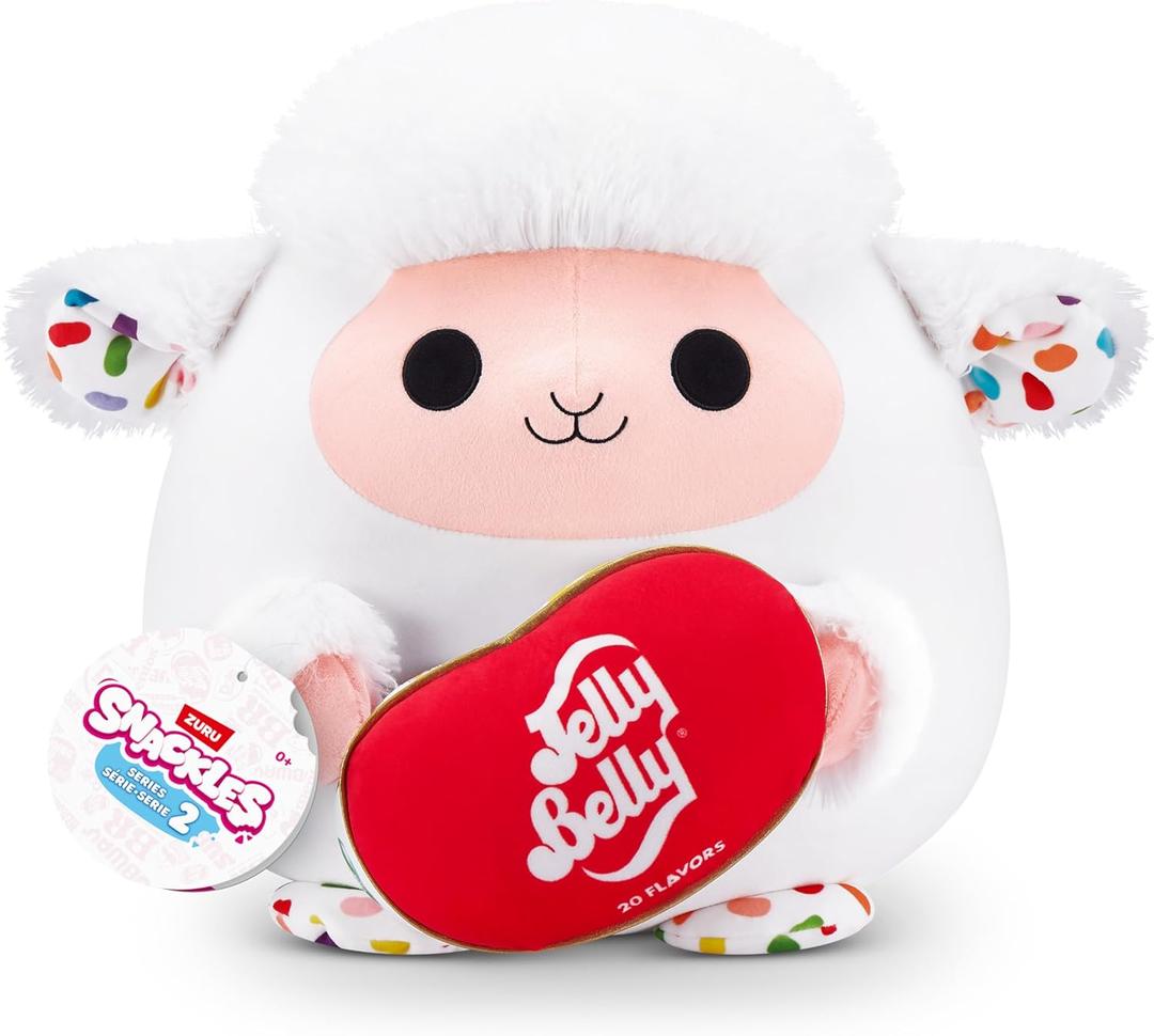 Snackles Series 2 Lamb & Jelly Belly 16 Inch Plush by ZURU, Ultra Soft Plush, Collectible Plush with Real Licensed Brands, Stuffed Animal, Giftable