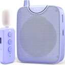 SHIDU 35W Power Voice Amplifier with Bluetooth Wireless Lavalier Microphone, Portable Teacher Mic with Speaker Personal Clip On Microphone System for Teacher Meeting Training-M500 (Purple)