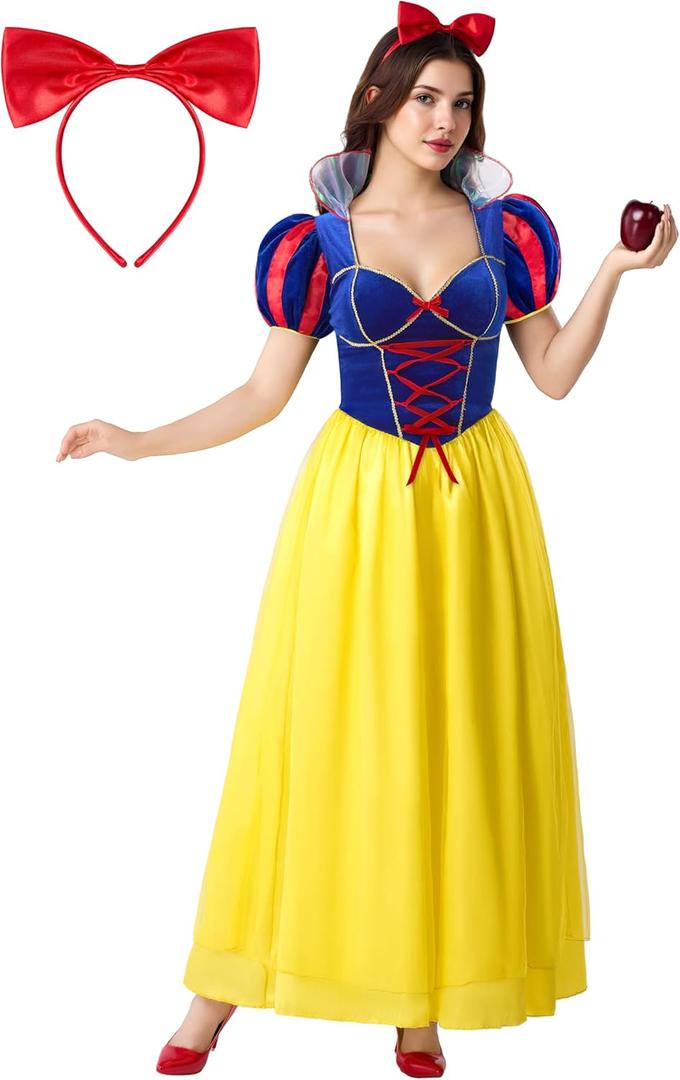 Spooktacular Creations Snow Princess Dress Costume Women, Adult Halloween Costume with Headwear for Theme Parties (Large)