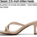 Kitten Heels Sandals for Women 2.5-inch Square Toe Flip Flop Thong Sandals for Summer Office Dress