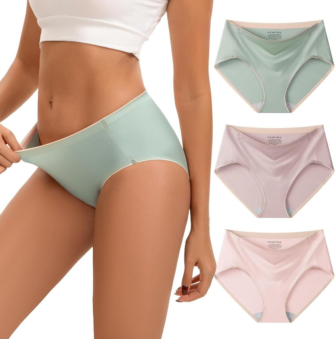 INNERSY Women's Seamless Underwear Silky Hipster 6-Pack (L)