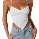 Verdusa Women's Criss Cross Backless Strappy Asymmetrical Hem Crop Cami Top (Medium)