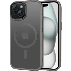 CACOE Magnetic Case for iPhone 15 2023 6.1 inch-Compatible with MagSafe & Magnetic Car Phone Mount,Anti-Fingerprint TPU Thin Phone Cases Cover Protective ShockproofLight Gray