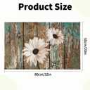 Rustic Daisy Bath Rug White Sunflowers on Vintage Wood Board Bathroom Mats Country Style Antique Wooden Flower Non-Slip Bathroom Rugs 32"x20" for Shower Room Bathtub Kitchen Sink