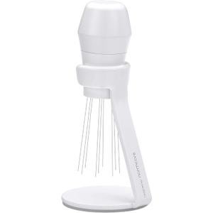 Normcore WDT Tool V3 - Espresso Distribution Tool with Stand - 9 Prong Needle Espresso Stirrer - 0.25mm / 0.3mm Thick Customized Needles - Built-in Magnet Handle with Stand - Non-Stick Coating White