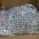 Andency Gingham Ruffle Comforter Set Queen Size, Lightweight Fluffy Farmhouse Tan Bedding Set, Soft Polyester All Season Shabby Chic Plaid Bed Set 3 Pieces (1 Ruffle Comforter 2 Pillowcases)