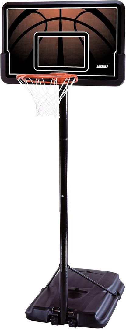Lifetime Height Adjustable Portable Basketball System, 44 Inch Backboard (Black/Orange)