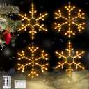 Tuanse 4 Pcs Christmas Silhouette Window Lights Christmas Snowflake Lights with Remote Control LED Lighted Snowflake Decorations Xmas for Window Wall (Warm White)